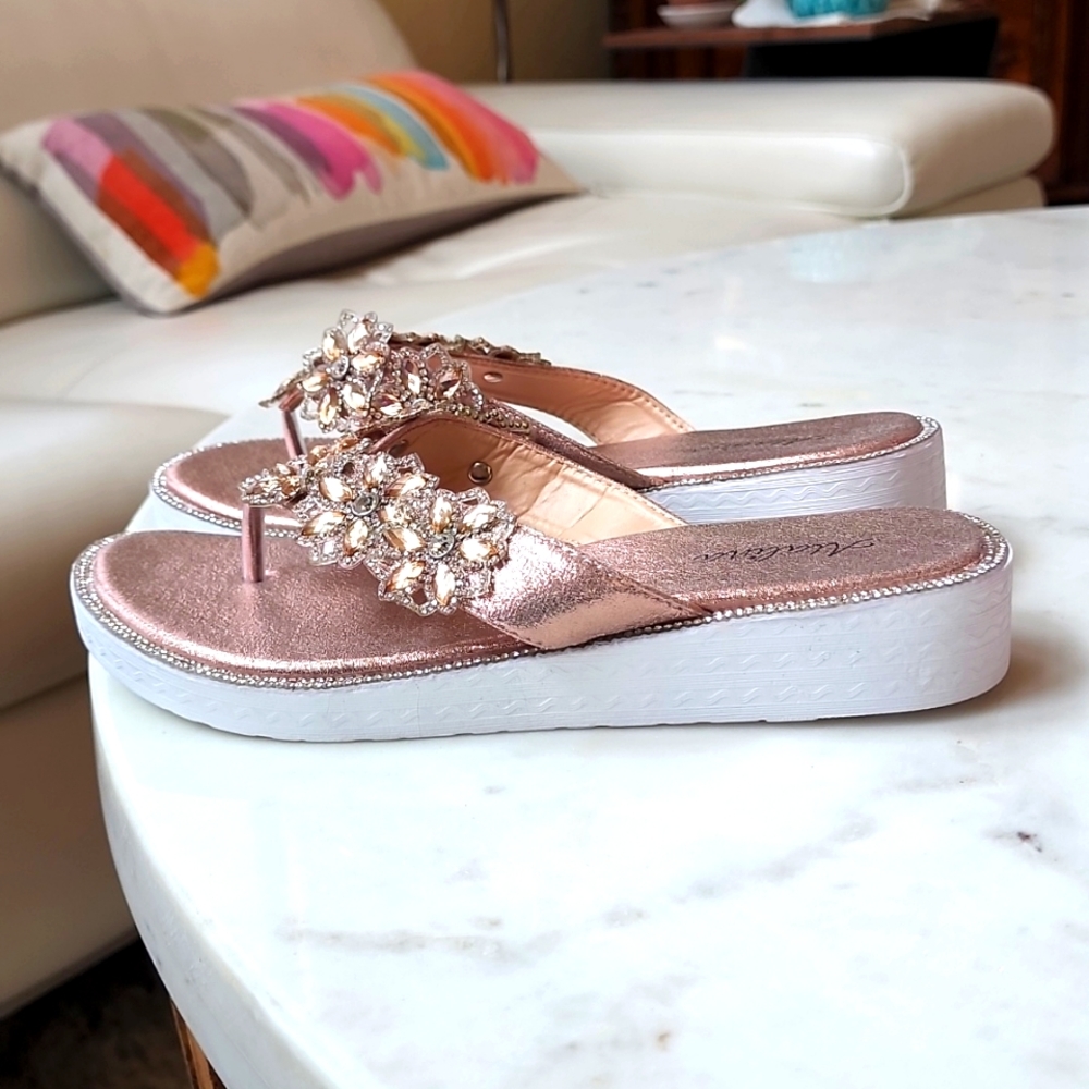 NWT Verano Rio comfort pink daisy blingy sandals size 8 - Picture 12 of 14